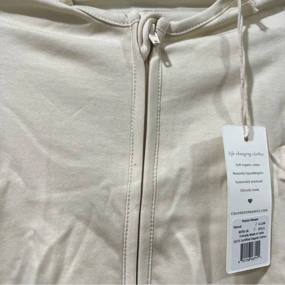 Colored Organics Peyton Zipper Sleeper Natural Size 6-12 months